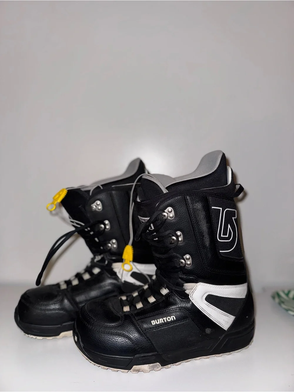 Burton Black Snowboard Boots with Yellow Pull Loops